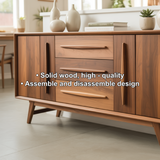 Handcrafted Solid Wood Dining Storage Cabinet with Mid-Century Design and Smooth Drawer Fronts