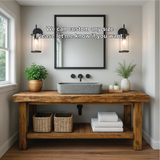 Rustic Solid Wood Bathroom Vanity with Slatted Shelf and Natural Finish for Handcrafted Interiors