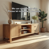 Handcrafted Solid Wood TV Stand with Drawers and Shelves in Natural Oak Finish for Living Room