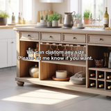 Handcrafted Solid Wood Kitchen Island with Wine Storage, Drawers, and Open Shelving