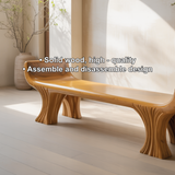 Handcrafted Solid Wood Entryway Bench with Curved Seat and Sculpted Legs for Modern Homes