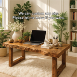 Handcrafted Solid Wood Work Desk – Natural Live Edge Office Table with Modern Minimal Design