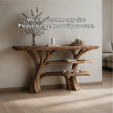 Handcrafted Solid Wood Tree Console Table with Multi-Tier Organic Design for Modern Interiors