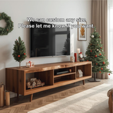 Handcrafted Solid Wood TV Stand with Mid-Century Design and Natural Finish for Modern Living Rooms