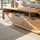 Solid Wood Console Table – Handcrafted Modern TV Stand with Smooth Rounded Edges