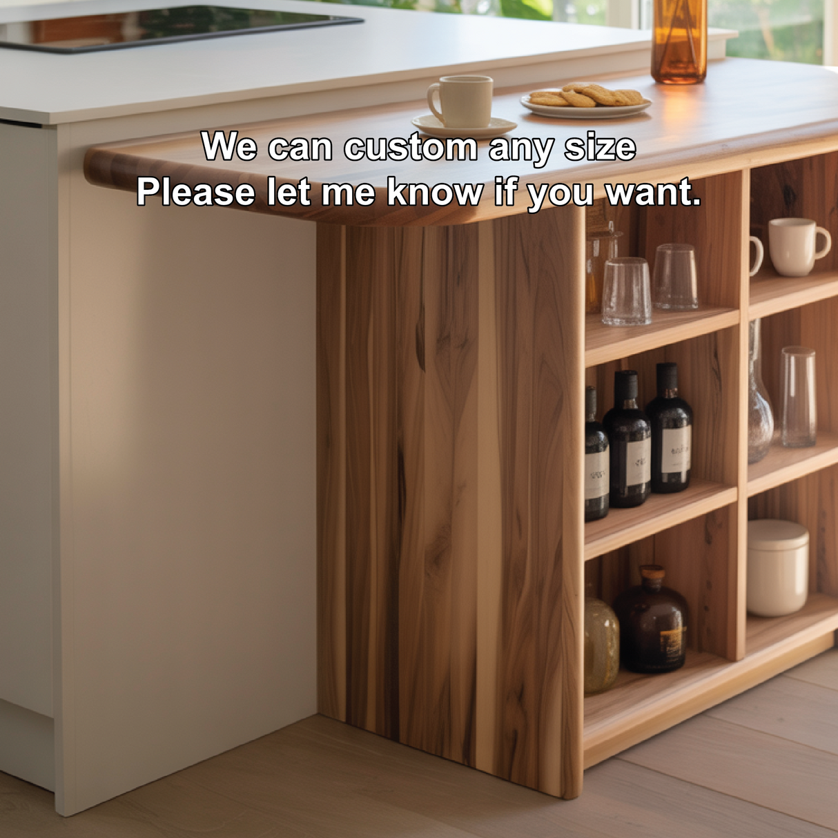 Handcrafted Solid Wood Dining Table with Rounded Edge and Multi-Shelf Storage for Modern Kitchens