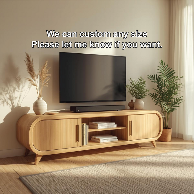 Handcrafted Solid Wood TV Stand with Rounded Edges and Smooth Natural Finish for Modern Living