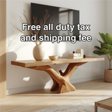 Handcrafted Solid Wood TV Stand with Natural Live Edge and Artistic Root-Inspired Base
