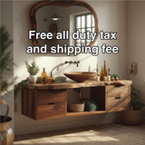 Handcrafted Solid Wood Floating Bathroom Vanity with Live Edge Countertop and Natural Mirror