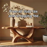 Handcrafted Solid Wood Console Table with Sculptural Organic Base and Live Edge Natural Finish