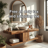 Handcrafted Solid Wood Floating Bathroom Vanity with Center Drawer and Natural Live Edge Top