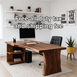 Handcrafted Solid Wood Office Desk – Live Edge Executive Work Table with Organic Curved Base Design