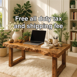 Handcrafted Solid Wood Work Desk – Natural Live Edge Office Table with Modern Minimal Design
