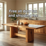 Handcrafted Solid Wood Dining Table – Live Edge Kitchen Table with Natural Grain Finish