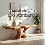 Handcrafted Solid Wood Console Table with Sculptural Base and Natural Grain Live Edge Design