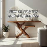 Handcrafted Solid Wood Console Table with Modern Branch-Inspired Base and Minimalist Design