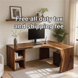 Handcrafted Solid Wood L-Shaped Work Desk – Live Edge Office Table with Modern Organic Design