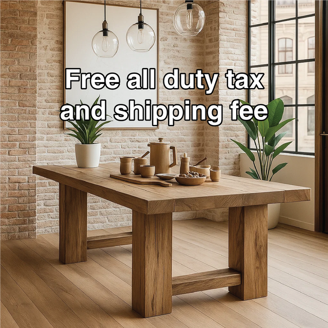 Handcrafted Solid Oak Dining Table – Minimalist Live Edge Kitchen Table with Natural Finish