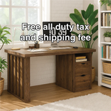 Handcrafted Solid Wood Work Desk – Modern Office Table with Storage Drawers and Natural Finish