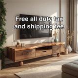 Handcrafted Solid Wood TV Stand with Natural Live Edge Design and Unique Round Wooden Legs