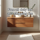 Handcrafted Solid Wood Floating Vanity with Minimalist Design and Natural Live Edge Detail