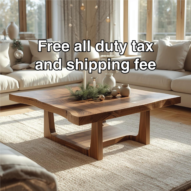 Handcrafted Solid Wood Coffee Table with Natural Live Edge Design for Modern Living Rooms