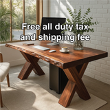 Handcrafted Solid Wood Work Desk – Live Edge Office Table with X-Leg Base and Natural Finish