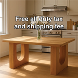 Handcrafted Solid Wood Dining Table – Modern Minimalist Kitchen Table with Sculpted U Legs