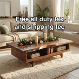 Handcrafted Solid Wood Coffee Table with Live Edge Top and Open Storage for Cozy Living Rooms