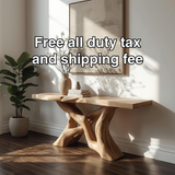 Handcrafted Solid Wood Console Table with Artistic Twisted Base and Natural Light Finish Design