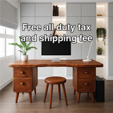 Handcrafted Solid Wood Office Desk – Mid-Century Modern Work Table with Curved Live Edge Design