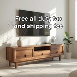 Handcrafted Solid Wood TV Stand with Sliding Doors and Minimalist Design for Modern Interiors