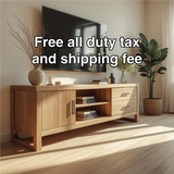 Handcrafted Solid Wood TV Stand with Drawers and Shelves in Natural Oak Finish for Living Room