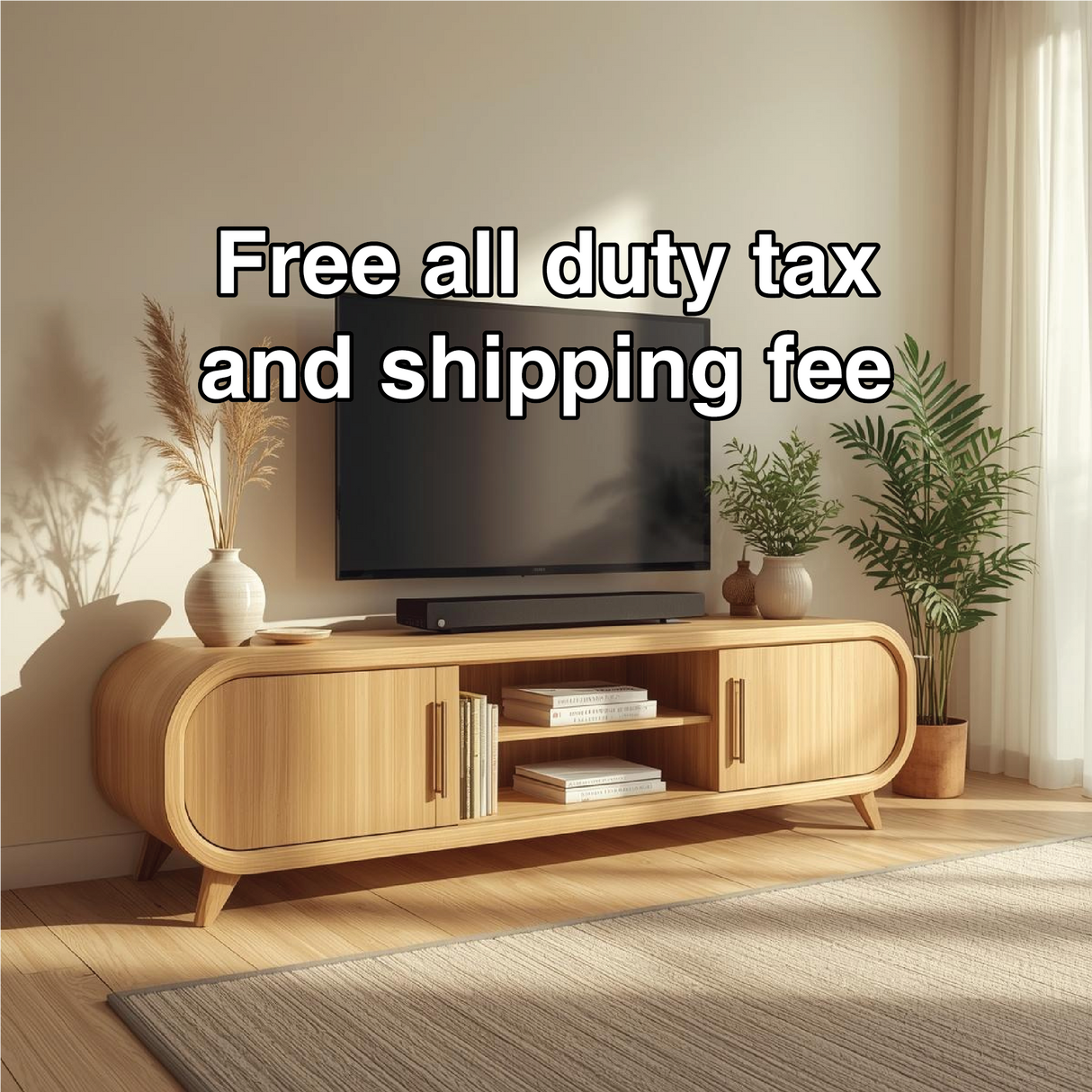 Handcrafted Solid Wood TV Stand with Rounded Edges and Smooth Natural Finish for Modern Living