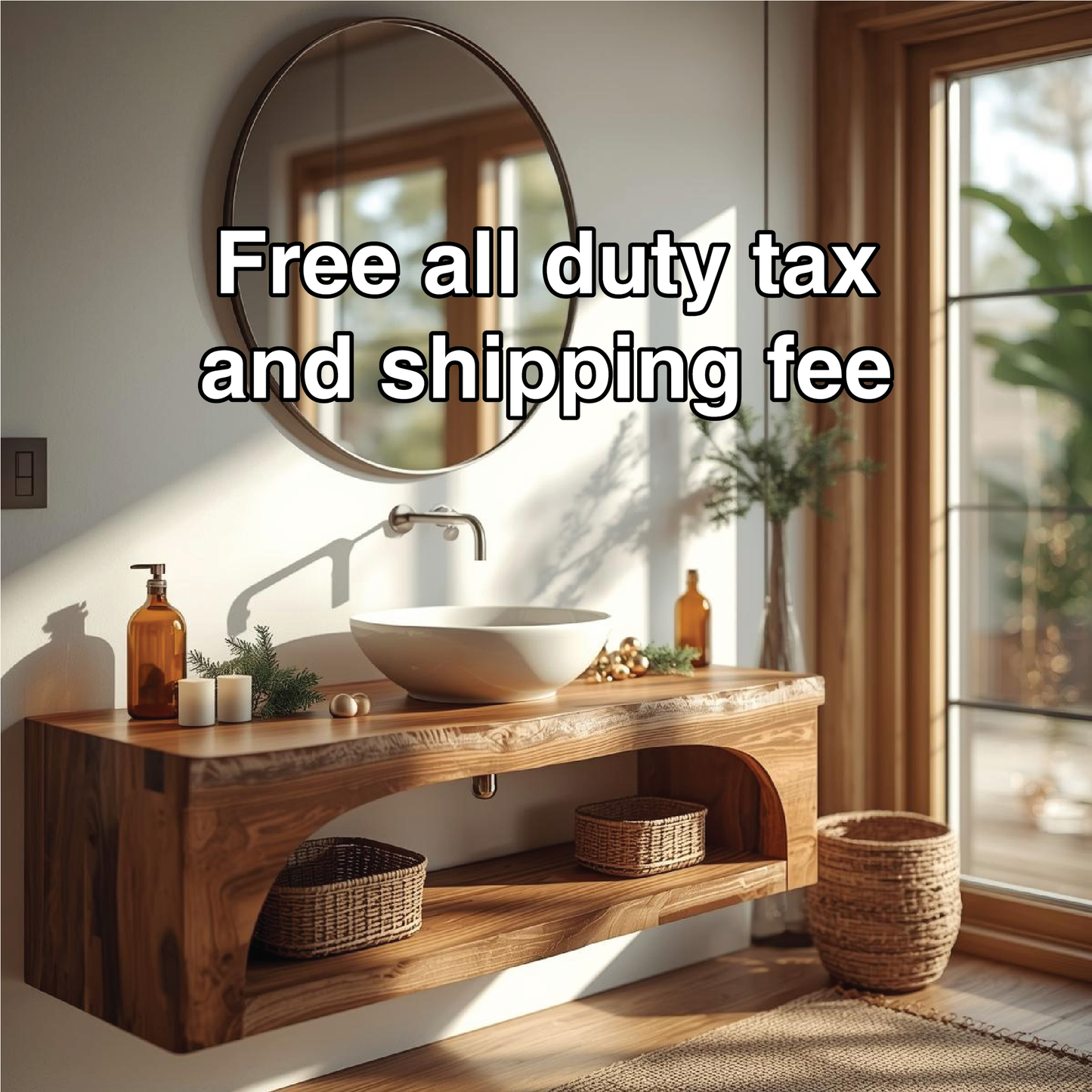 Handcrafted Solid Wood Floating Vanity with Live Edge Design and Minimalist Natural Finish