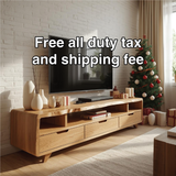 Handcrafted Solid Wood TV Stand with Curved Edges and Storage Drawers for Scandinavian Interiors