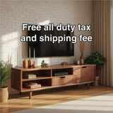 Handcrafted Solid Wood TV Stand with Mid-Century Modern Design and Open Storage Shelves