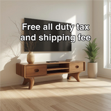 Handcrafted Solid Wood TV Stand with Rounded Edges and Retro Legs in Natural Walnut Finish