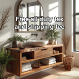 Handcrafted Solid Wood Floating Bathroom Vanity with Open Shelf Storage and Natural Live Edge