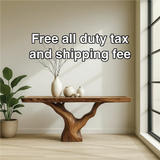 Handcrafted Solid Wood Tree Console Table with Natural Live Edge Design for Modern Homes