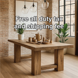 Handcrafted Solid Oak Dining Table – Minimalist Live Edge Kitchen Table with Natural Finish