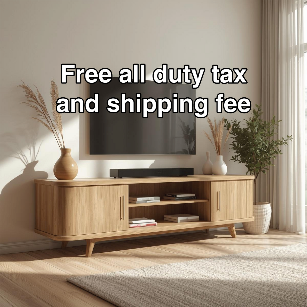 Handcrafted Solid Wood TV Stand with Rounded Corners and Natural Oak Finish for Modern Homes