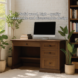 Handcrafted Solid Wood Work Desk – Classic Walnut Office Table with Drawers and Timeless Design