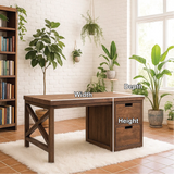 Handcrafted Solid Wood Work Desk – Rustic Office Table with Storage Drawers and Natural Finish