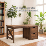 Handcrafted Solid Wood Work Desk – Rustic Office Table with Storage Drawers and Natural Finish