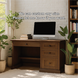 Handcrafted Solid Wood Work Desk – Classic Walnut Office Table with Drawers and Timeless Design