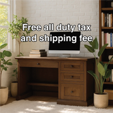 Handcrafted Solid Wood Work Desk – Classic Walnut Office Table with Drawers and Timeless Design