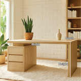 Handcrafted Solid Wood Work Desk – Minimalist Natural Wood Office Table with Three Drawers