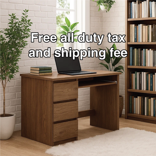 Handcrafted Solid Wood Work Desk – Compact Home Office Table with Drawers and Natural Finish