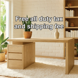 Handcrafted Solid Wood Work Desk – Minimalist Natural Wood Office Table with Three Drawers